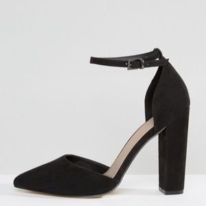 ASOS Pointed Black Suede Heels (NWOT)